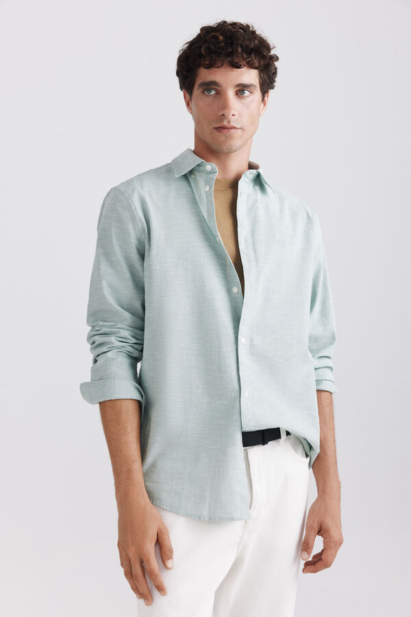 Springfield Linen-look shirt green