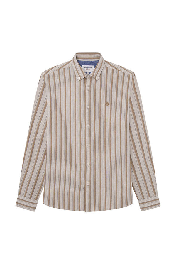 Springfield Striped linen shirt beige