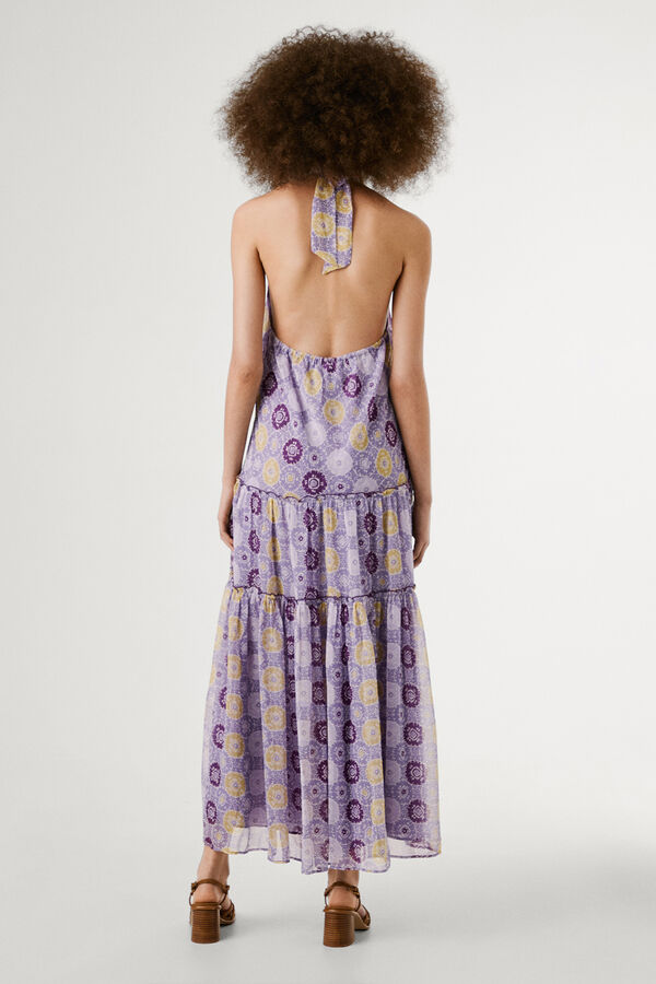 Pepe Jeans Long sleeves print fluid dress.  pink