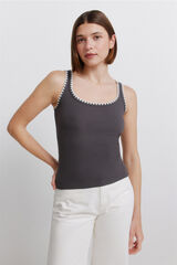 Springfield Embroidered racer back vest top grey