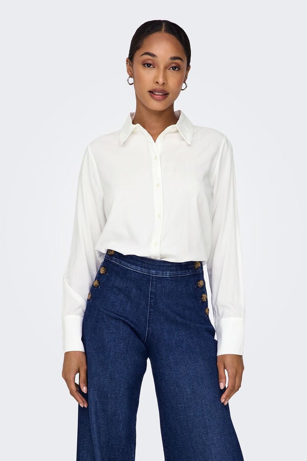 Only Flowy long sleeve sleeved shirt white