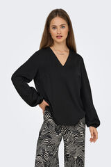 Only Bluse mit elastischen Langärmelig Schwarz