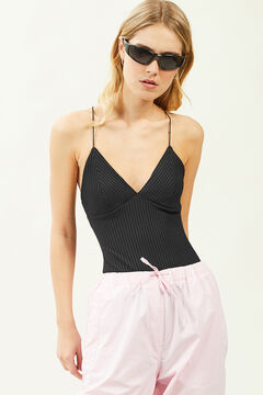 Springfield Ribbed bodysuit with thin straps black