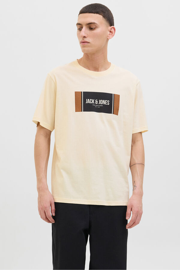 Jack & Jones Camiseta regular fit estampada marfil
