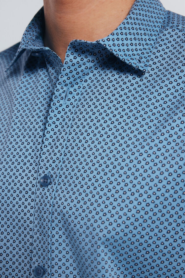 Springfield Camisa popelina micro estampado azul