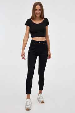 Springfield Basic high-rise skinny trousers noir