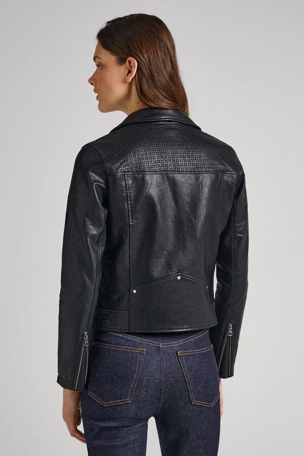 Springfield Faux leather biker jacket fekete