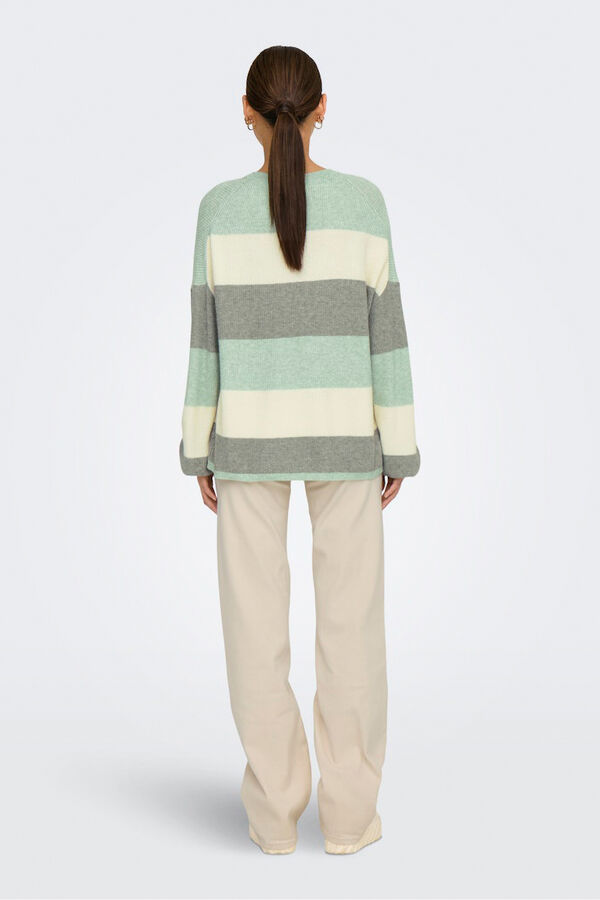 Only Striped round neck jumper beige