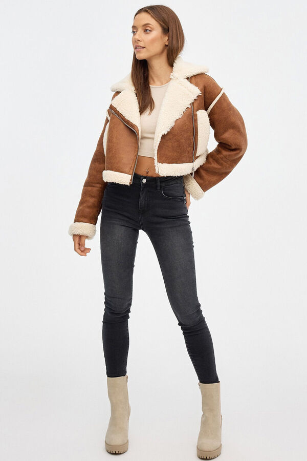 Inside Cazadora Borreguillo Aviador marr&oacute;n