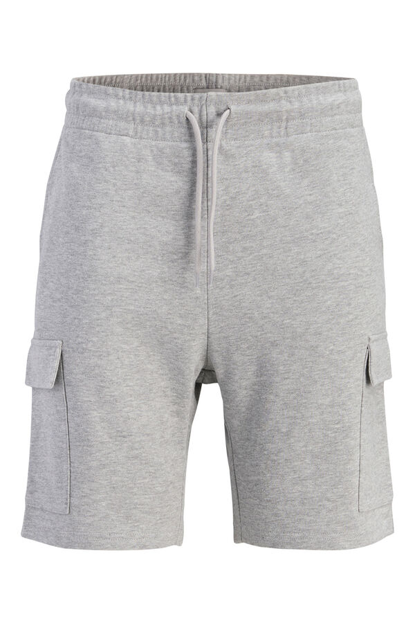 JJ REBEL Regular fit fleece cargo Bermuda shorts grey