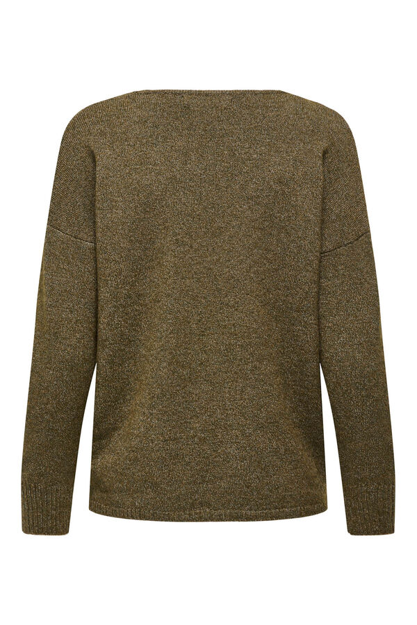 Only Jersey de cuello pico marr&oacute;n