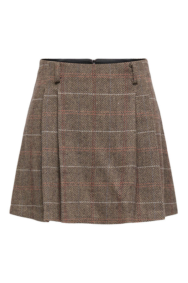Only Saia curta saia xadrez cru