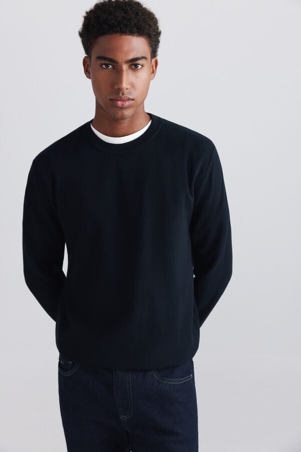 Springfield Structure knit jumper blue