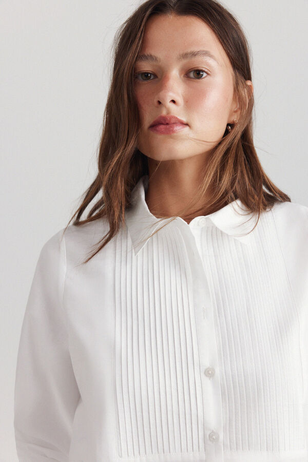 Springfield Pleated basic shirt white