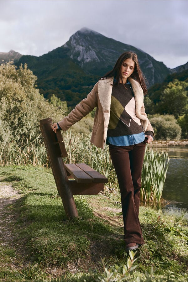 Springfield Suede-effect double-faced coat mink