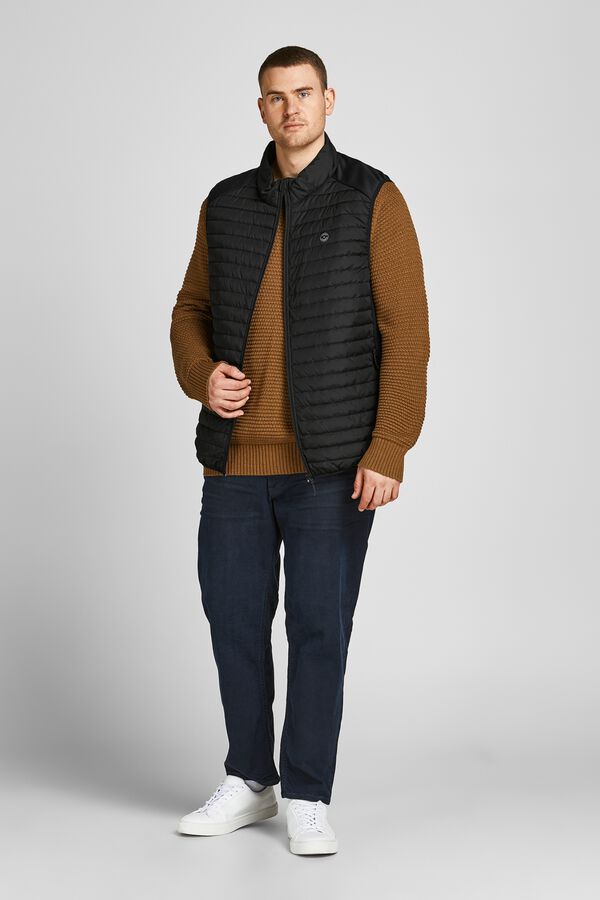 Jack & Jones PLUS Puffer gilet with hood black