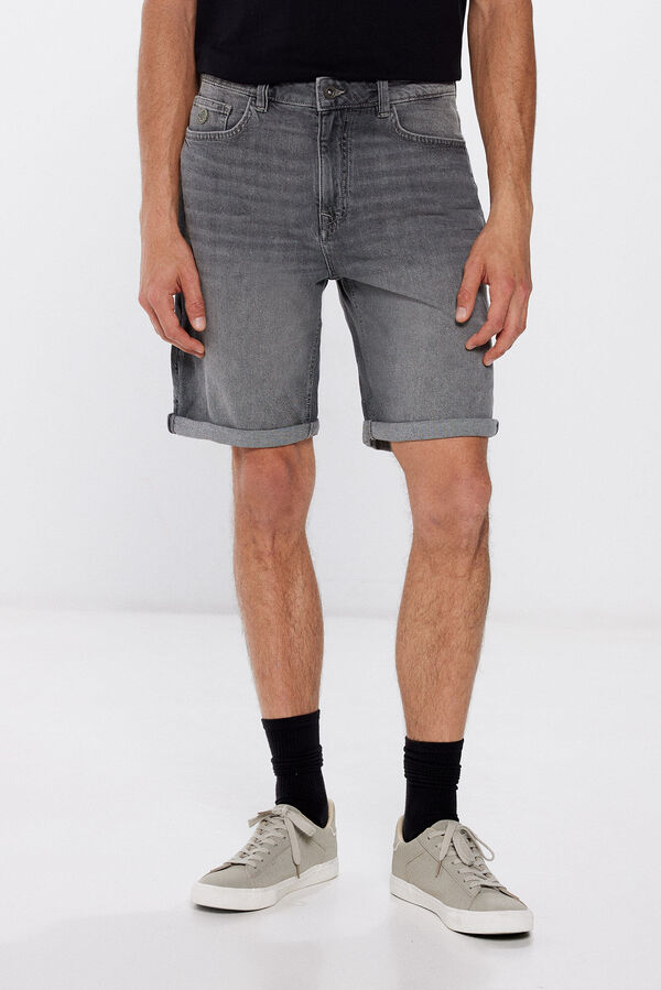 Springfield Regular fit denim Bermuda shorts grey