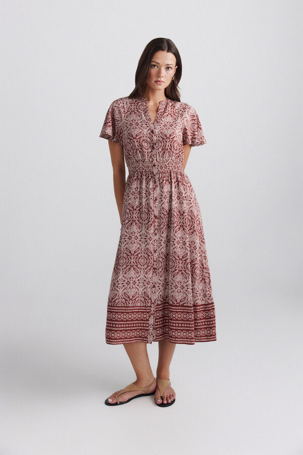 Springfield Robe midi chemise imprim&eacute;e rouge