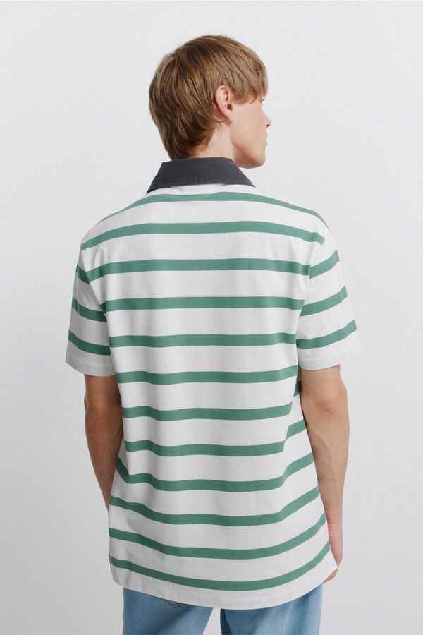 Springfield Polo en piqu&eacute; &agrave; rayures contrastantes regular fit vert