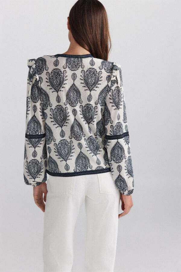 Springfield Printed ruffle blouse beige