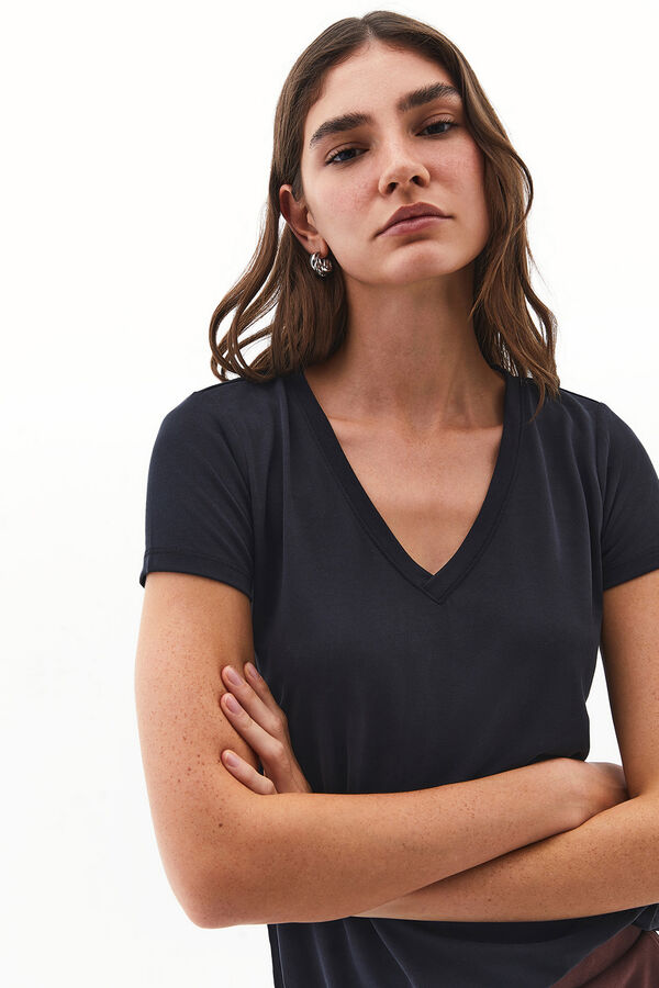 Oxxo T-shirt de gola em bico preto