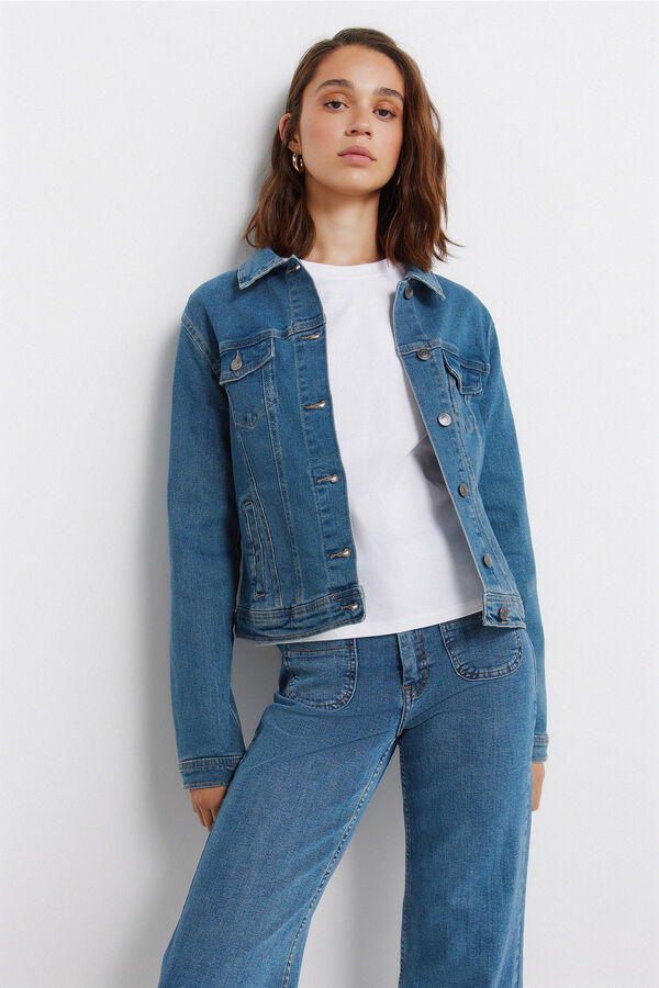 Springfield Blus&atilde;o denim em algod&atilde;o azul