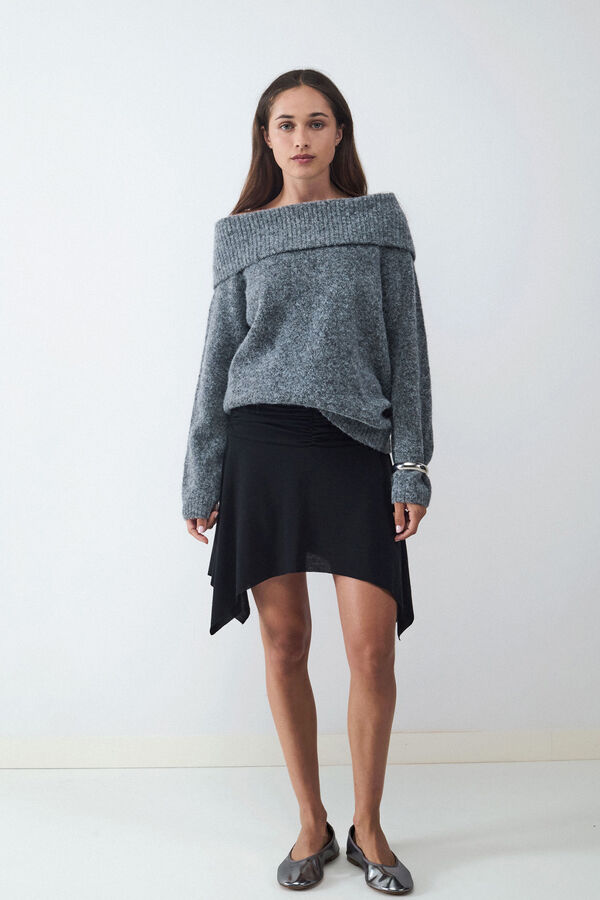 Balmohk Jersey punto hombros descubiertos gris