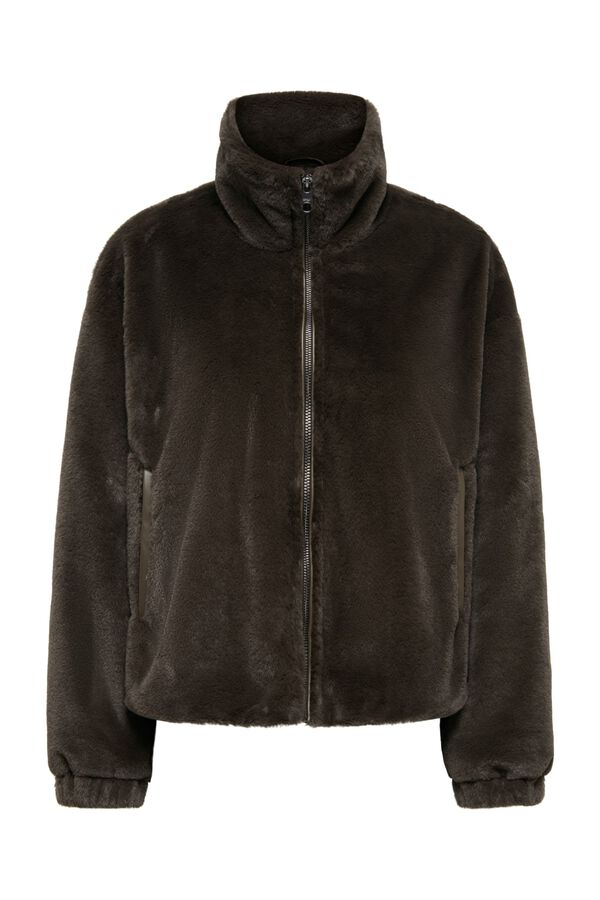 Only Short faux fur coat nude