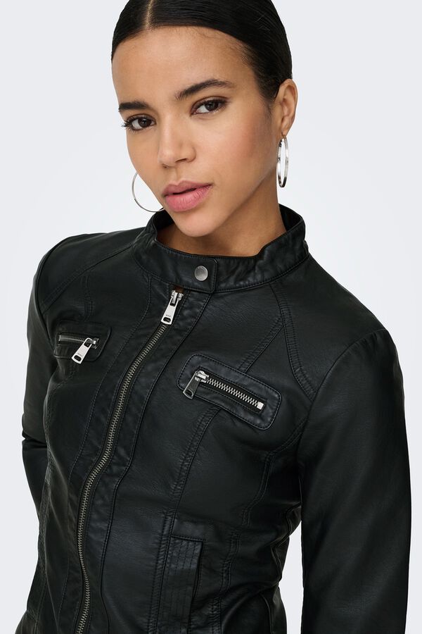 Only Bikerjacke aus veganem Leder Schwarz