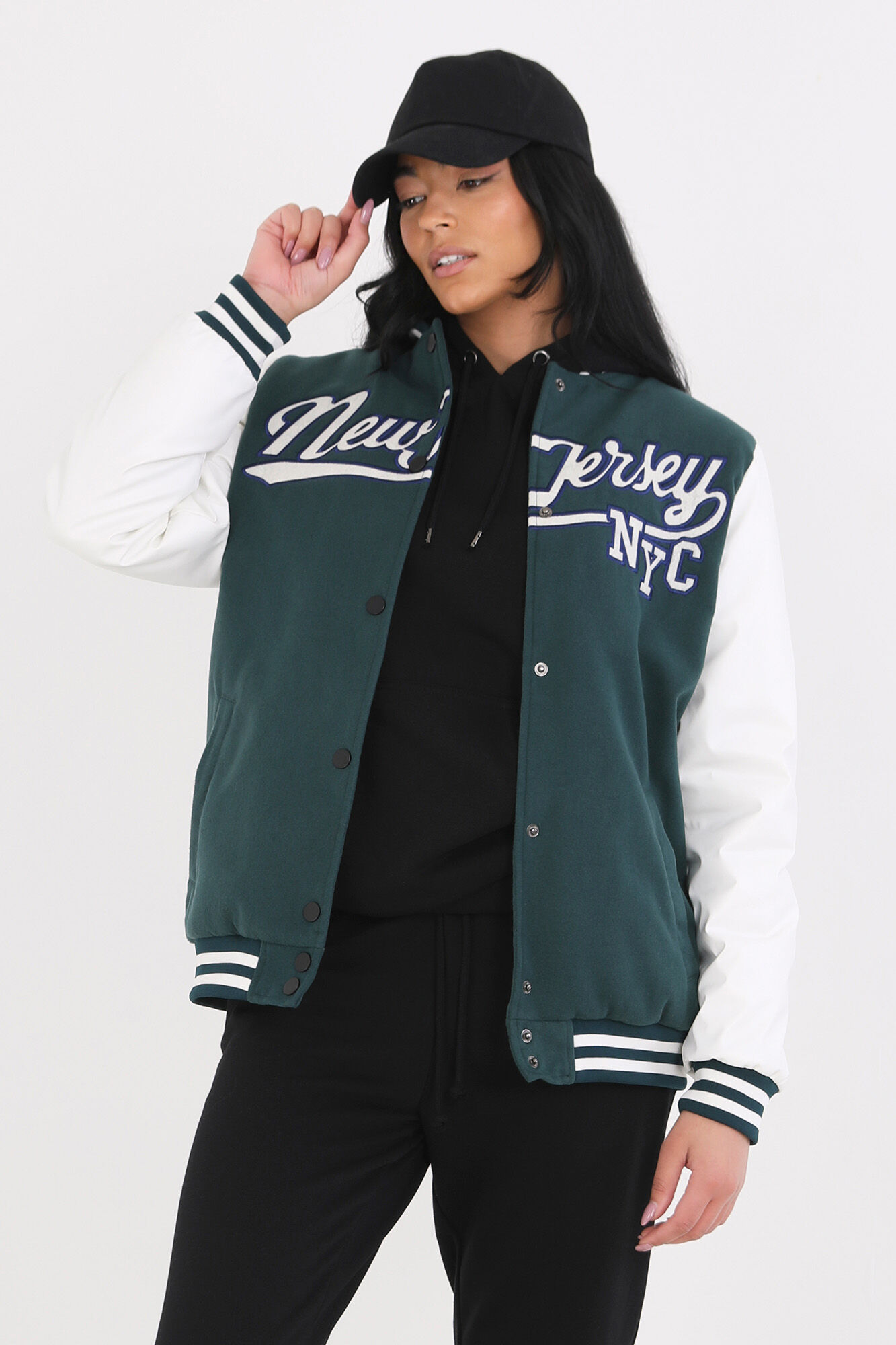 Contrast bomber jacket with embroidery