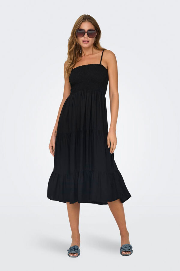 Only Vestido midi tirantes negro