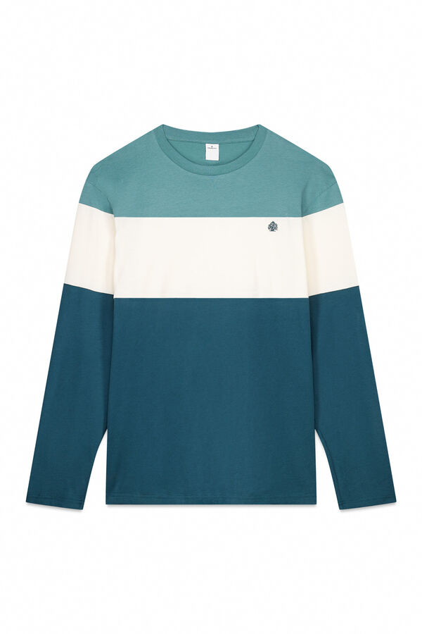 Springfield long sleeve piqué cut-out T-shirt blue