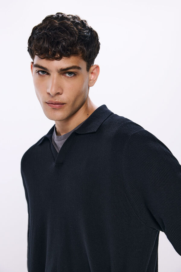 Springfield Textured polo shirt black