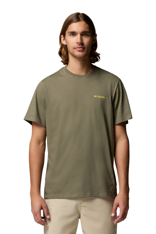 Columbia T-Shirt mit Natur-R&uuml;ckenprint Naturwei&szlig;
