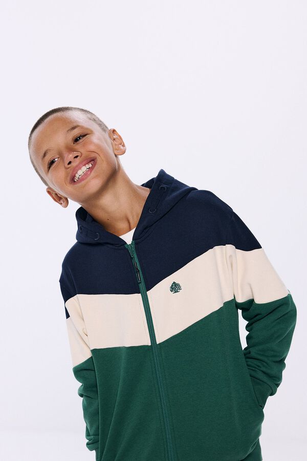 Springfield Sweatshirt aberta color block menino   verde