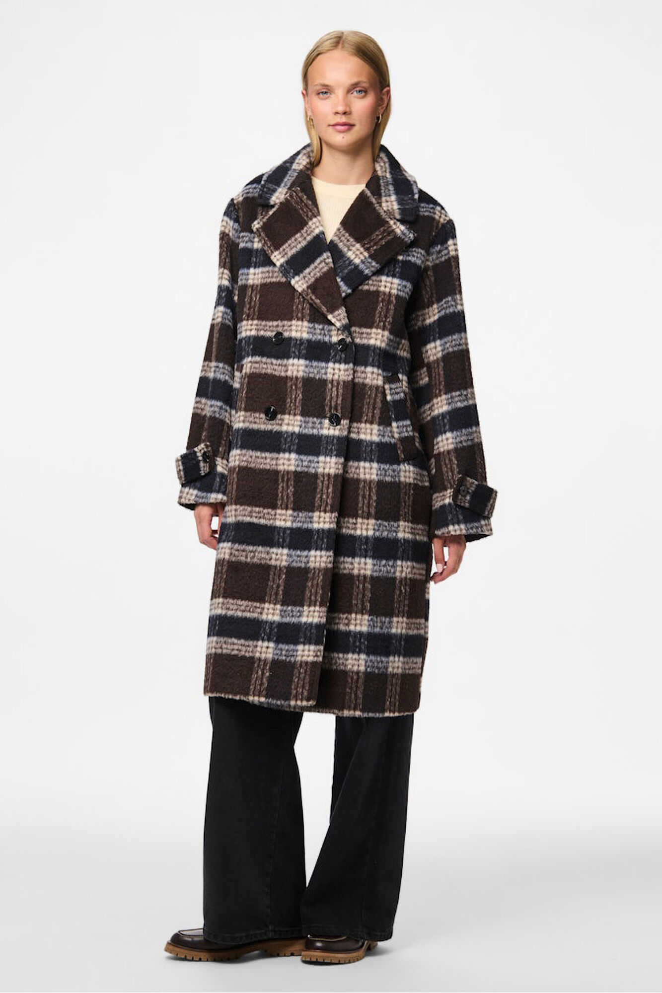 Pieces Casaco de tecido Sobretudo com lapelas