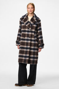 Pieces Karierter Stoffmantel mit Revers