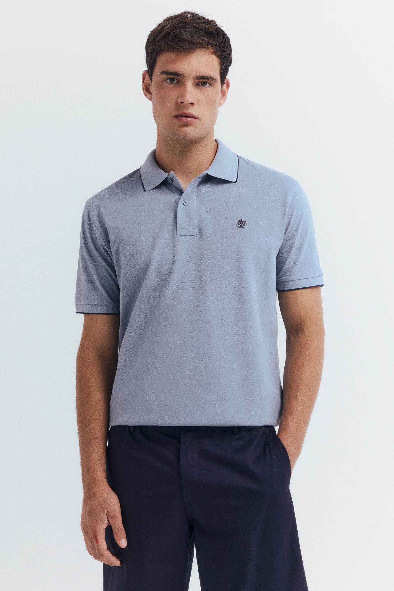 Springfield Fancy piqu&eacute; polo shirt with regular fit tipping neck