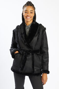 Springfield Belted jacket in two fabrics black