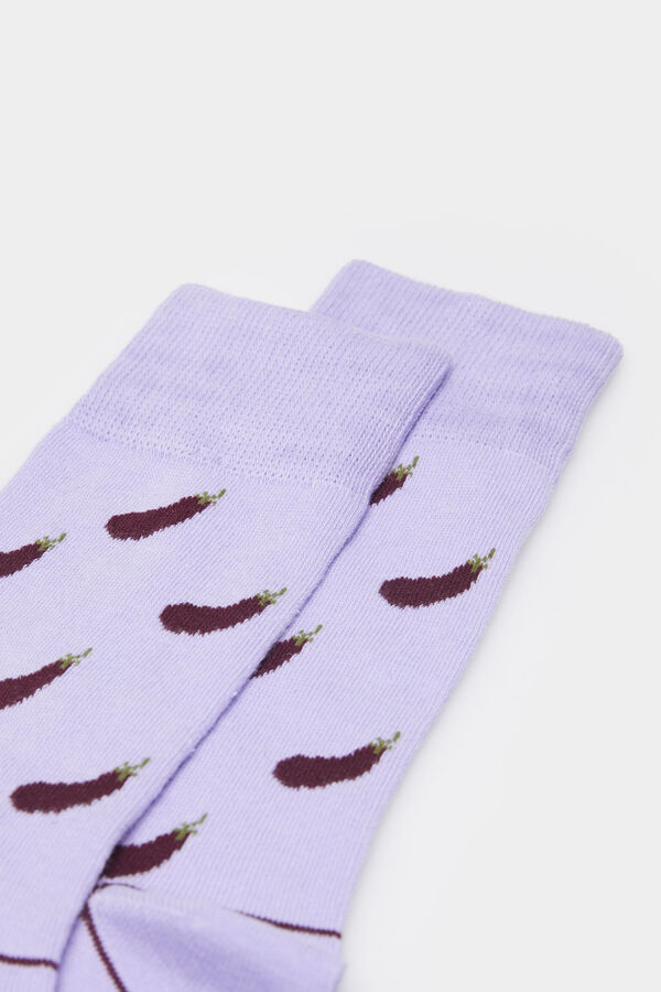 Springfield Padlizsánmintás hosszú szárú zokni lila