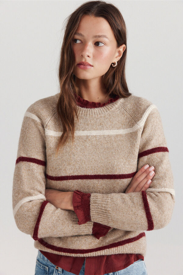 Springfield Striped knit jumper nude