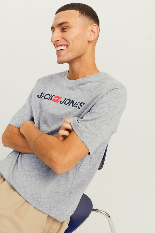 Jack & Jones Camiseta manga corta logo gris