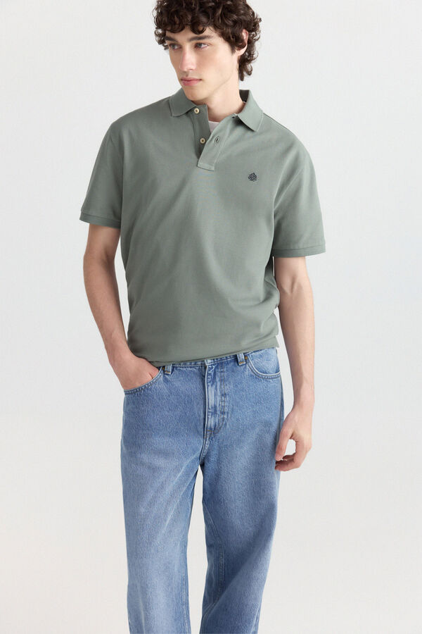 Springfield Piqu&eacute; basic regular fit polo shirt green