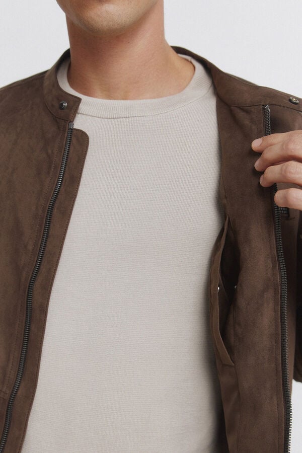 Springfield Suede-effect jacket nude