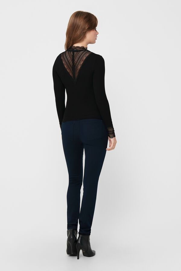 Only Lace detail T-shirt black