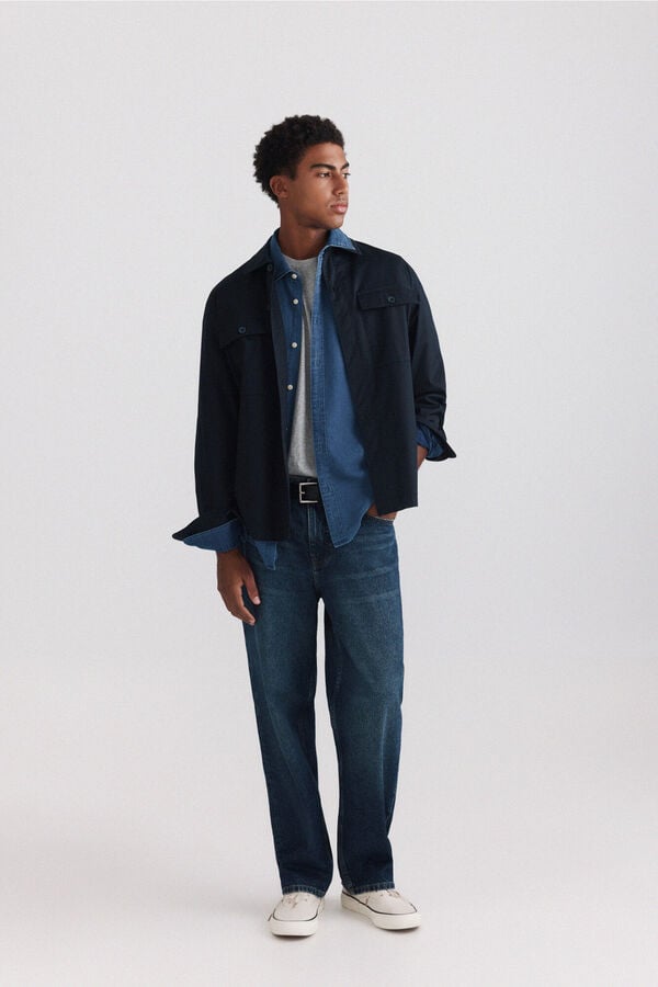 Springfield Oversize fit overshirt blue