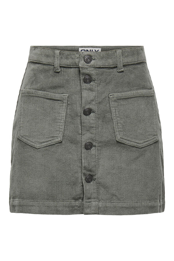 Only Saia curta de veludo cotel&ecirc; cinzento