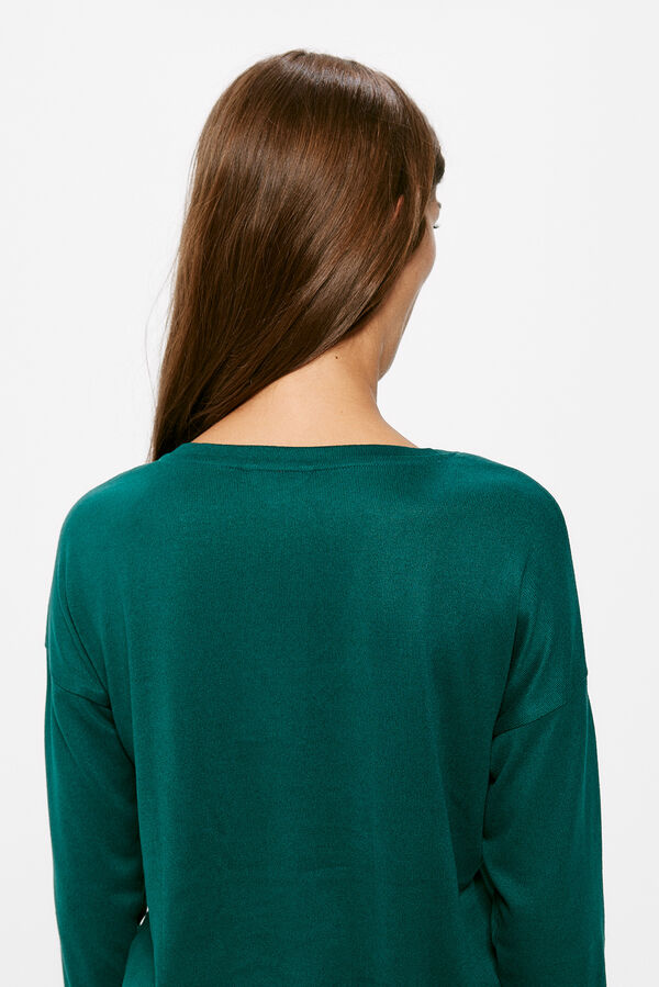 Springfield V-neck Lace T-shirt staklo-zelena