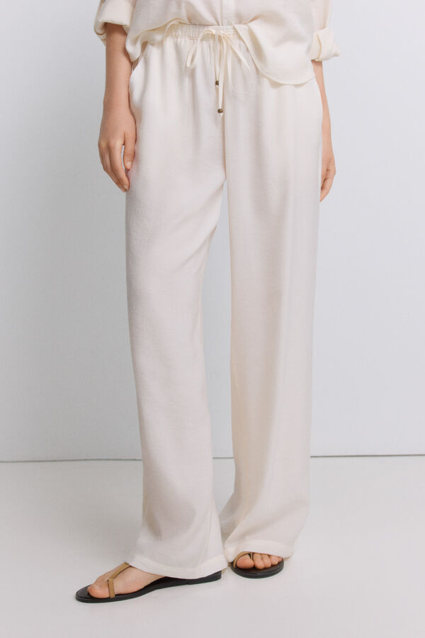 Springfield Wide fluid long trousers beige