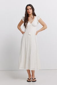 Springfield Short sleeve ruffle midi dress